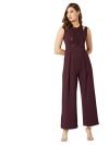 Miss Chase Women’s Halter Neck Sleeveless Solid Wide Leg Sequin Paneled Regular Length Jumpsuit (MCAW19D04-23-184-05,Wine,L)