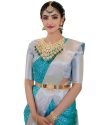 SGF11 Women’s Kanjivaram Soft Lichi Silk Saree With Blouse Piece (Light Blue 02)