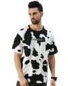 Veirdo Oversized Cotton Animal Print Multicolour Crew Neck T-Shirt with All Over Print for Men
