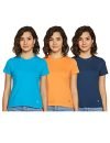 Desi Belle Women’s Regular T-Shirt (DBCTTS-4 R/L NVYTLMDORNG_L_Navy Teal MID Orange L)
