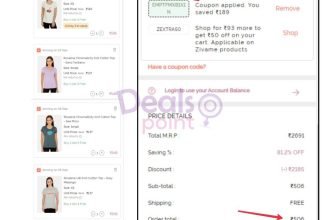 Zivame Deal : Buy 1 at Mrp, Get 4 Free + Extra 15% OffMasterlink : Add any 5 items (Similar Mrp for Maximum Savings)Apply 15% Off Code : EMPTFMXB1X1N Suggestions : Filter >>Nightwear >> Sort Low to High 5 Tshirts @506