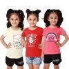 Preneum Regular Fit T-Shirt (Girls-(7-10-11)_Multi38 4-5 Years)