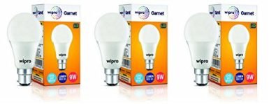 Wipro Garnet Base B22 9-Watt Led Bulb (Cool Day Light) – Pack Of 3