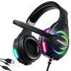 Airsound Alpha-5 Stereo Gaming Headset For Noise Cancelling Over-Ear Headphones With Mic, Rbg Led, Bass Surround, Soft Memory Earmuffs For All Laptop