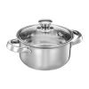 Amazon Brand – Solimo Stainless Steel Casserole With Glass Lid | Gas Stove Compatible | Dishwasher-Safe | 14 Cm