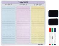 Amazon Brand – Solimo Magnetic Erase Board | Daily Planner for Fridge with Markers & Duster [12×12 inch]
