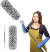 Antson Microfiber Feather Duster Bendable & Extendable Fan Cleaning Duster with 100 inches Expandable Pole Handle Washable Duster for High Ceiling Fans,Window Blinds, Furniture (100 Inch)