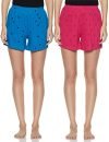 Longies Women’s Shorts (Pack of 2) (LGWSPO2004_Turquoise Blue/Rani Pink_Medium)