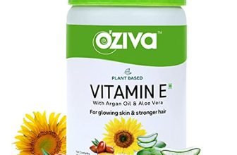 Oziva Plant Based Natural Vitamin E (Sunflower Oil Argan Oil Aloe Vera Oil) 30 Green Capsules