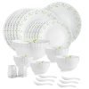 Cello Tropical Lagoon Dazzle Series Opalware Dinner Set, 35-Pieces, Service For 6, White