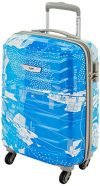 Skybags 55 Cms Small Cabin Polycarbonate Hard Sided 4 Wheels Spinner Suitcase, Blue & White