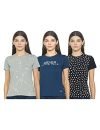 Desi Belle Women’s Regular T-Shirt (DBCTTS-5 R/L BLKMEDGRNVY_XL_Black MED. Grey Navy