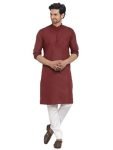 LookMark Men’s Cotton Blend Yellow Straight Kurta(Kurta 02-L_)