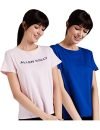 Allen Solly Women’S Regular T-Shirt – Pack Of 2 (Ahkccrgp392059_Medium Blue L)