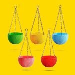 Kraft Seeds by 10CLUB Euro Hanging Planters – 5 Pcs (7 Inch, Multicolor) | Decorative Hanging Pots for House Plants | Hanging Pots for Home & Balcony Garden | Hooked Hanging Pots for Home Garden