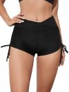 Shasmi Women’s Workout Yoga Shorts, High Waisted Drawstring Scrunch Booty Shorts Ruched Butt Lift Athletic Running Tights (Shorty 76 Black L)