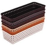 KSP HOME Plastic (pack of 6) Multipurpose Desk Organizer Tray Office Drawer Dividers Storage Bins for Kitchen, Bathroom, Office, Makeup, Bedroom Dresser, Craft Basket Rack Multicolour (23×8×5 cm)