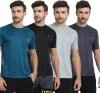 FTX Solid Men Round Neck Silver, Blue, Black, Grey T-Shirt