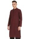 Manthan Men’s Kurta, Mandarin Collar Full Sleeves Ethnic Knee Length Kurta for Festival, Wedding, Party Cotton (Maroon, M)
