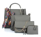 Mammon Women Handbags Combo (4-bib-Ribn) (Grey)