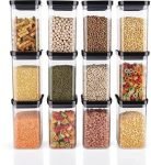 Homemet Airtight Plastic Unbreakable Square Containers, Kitchen Storage Container, Grocery Container & Container Set – 1100ML (Pack Of 6)