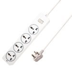EMBOX 10A Extension Board with Master Switch-Multi Plug Socket with 4 Universal Sockets-Extension Cord with Safety Shutter and LED Indicator-1500W (White-2 Meter Cable)
