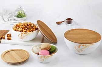 Cello Opalware Royale Mixing Bowl Set With Bamboo Lid – Vintage 500Ml, 1000Ml, 1500Ml, White, 3 Units