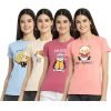 Women Cotton Printed Slim Fit Tshirt Pack of 4 (41-34-35-36_M)