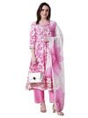 Amayra Women’s Rayon Embroidery Kurti with Palazzos and Dupatta set(Pink,M)