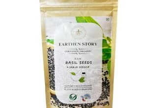 Earthen Story Certified Organic Sabja Seeds 200G | Raw Tulsi/Tukmaria/Basil Seeds For Weight Loss | Plant Protein, Baby Food, Gluten Free, Rich In Omega 3, Fibre, Vitamins & Minerals
