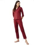Slay Day Women’s Night Suit Set Relaxed Pajama (SDAW20NW06-22-143-05_Maroon_Large)