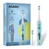 AGARO Rex Dlx Sonic AA Battery Electric Toothbrush For Kids With 6 Brushing Modes, 2 Interchangeable Brush Heads, Soft Nylon Bristles, Power Toothbrush, AA Battery, Blue