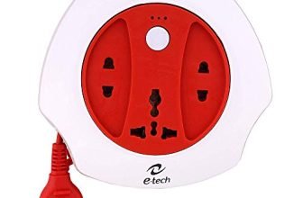 E-Tech Extension/Power/Flex Box Board Strip With 3 Socket And Supply Indicator (Red, 1 Piece)