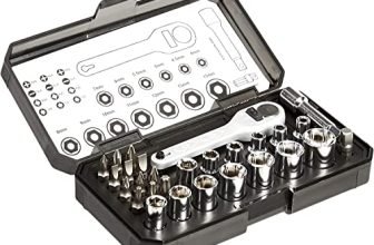 Amazon Basics Ratcheting Wrench And Bits Set – 28-Piece, Metric