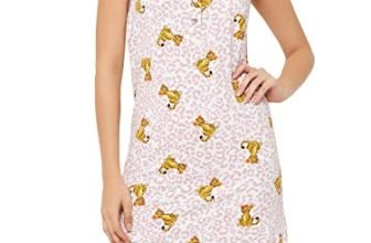 Clovia Women’S Cotton Tiger Print Short Nightdress With Pocket (Ns1479D18_White_M)