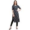 Pinkmint Women’s Crepe Teal Color Floral Printed Straight Kurti(MD-530335_L)