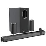 ZEBRONICS Juke BAR 7400 PRO 5.1 Channel soundbar with 6.5″ subwoofer, 180W RMS, Dual Rear Satellites, HDMI (ARC), Optical in, AUX, BT v5.0, USB in, Remote Control,LED Display and Wall Mount(Black)