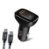Boat Dual Port Qc-Pd 24W Fast Car Charger With 24W Fast Pd Charging & 18W Qc Charging Compatible With All Smartphones, Tablets & Laptops (Free Type C To Type C Cable), Black