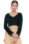 Janasya Women’s Velvet Solid Long Sleeve Blouse (J0216-BL-XL_Green_Xl)