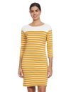 Miss Olive Women’s Cotton Shift Knee-Length Dress (MOAW18D30-16-224_Mustard Yellow & White_XS)