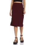 Miss Olive Polyester Slit Skirt (MOAW19BT05-20-184_Wine Red_XS)