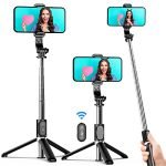 SelfieShow Selfie Stick Tripod, 4 in 1 Extendable Selfie Stick 360 Rotation Tripod Stand with Detachable Wireless Remote Portable Mobile Phone Holder Compatible for GoPro, iPhone, Android Smartphone