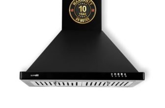 BLOWHOT EVA S BPC Chimney: 60 cm With Free Installation Kit | 1200 m³/h Suction Power | 3 Speed Push Control | Dual Baffle Filter | LED Lights | 10-Year Motor Warranty