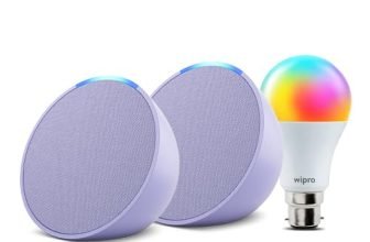 Echo Pop (Purple) Gift Twin Pack With Wipro 9W Led Smart Color Bulb