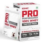 Gnc Pro Performance 100% Whey Taster Pack | 8 Flavours X 35G Single-Serve Sachets | Muscle Growth & Recovery | Mango | Vanilla | Chocolate Flavors | Café Mocha | Kulfi | Strawberry | Kesar Pista