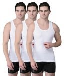 Dollar Bigboss Men’s White Pack of 3 Solid Cotton Vest