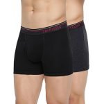 Van Heusen Men Boxer Briefs – 100% Combed Cotton – Pack Of 2 – Anti Bacterial, Colour Fresh, Moisture Wicking_10032_Anthra Mel, Pure Black_L