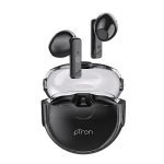 PTron Bassbuds Fute 5.1 Bluetooth Truly Wireless Featherlite TWS in Ear Earbuds with Mic, 25Hrs Playtime, 13mm Driver, Immersive Audio Headphones, Touch Control, Voice Assist & Fast Charging (Black)