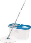 Black + Decker Bxbk0001Gb-In 360° Rotating Spin Mop & Bucket With Stainless Steel Drum With Microfibre & Replaceable Mop Head And Telescopic Handle