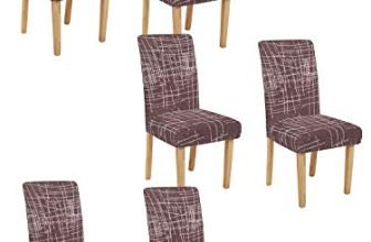 Cortina Dining Chair Slipcovers | Protection Chair Covers | Abstract Print, Tweed Design, Removable, Washable | Universal Fit Super Soft Stretchy Polyester Spandex | Kitchen, Hall | Pack Of 6